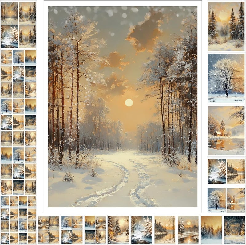 Watersay 20 Pcs Decoupage Paper 8.3"x11.2" Christmas Decoupage Paper Pack Papers Retro for Craft and Scrapbooking(Winter) - Image 1